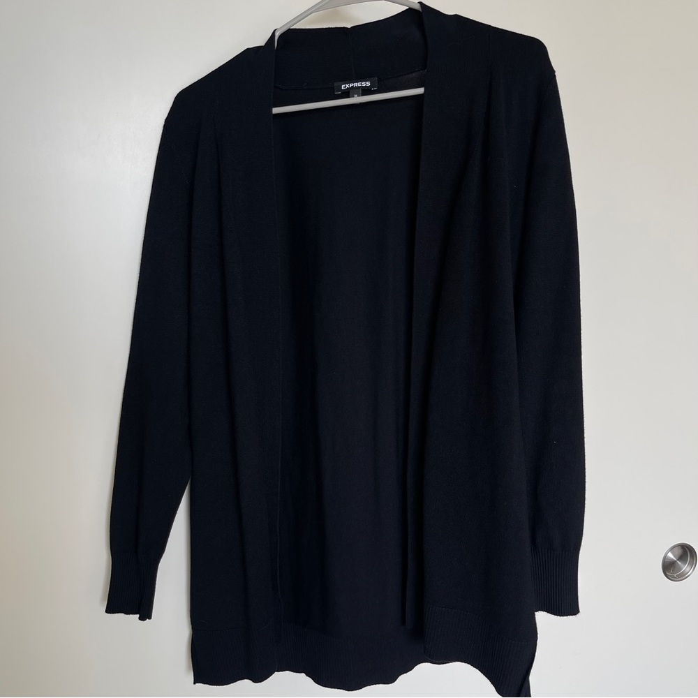 Long Black Open-Front Sweater by Express